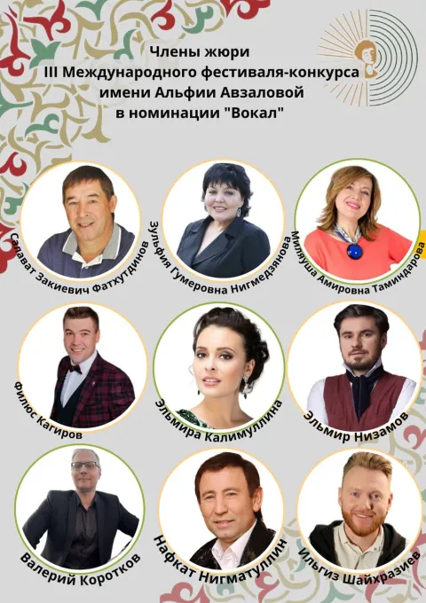 Члены жюри III Международного фестиваля конкурса имени Альфии Авзаловой  в номинации «Вокал»